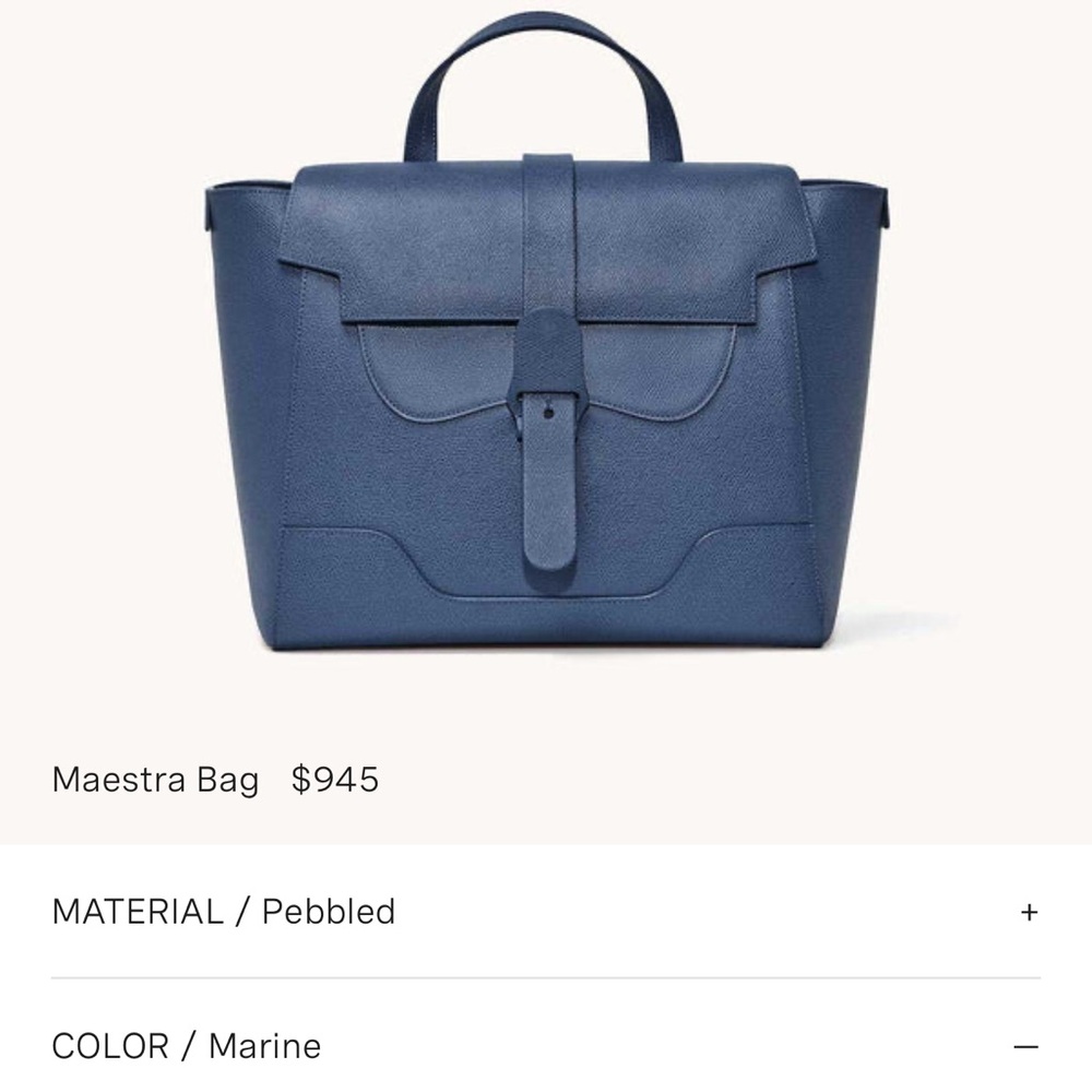 Like New Senreve Marine Blue Maestra (Minimalist Design & Structured Shape)